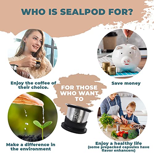 Seal Pod Reusable 5 Pods Bundle, Durable Stainless Steel Refillable Coffee Capsule Compatible With Original Machines, Includes 5 Pods, 5 Cover, 120 + 200 Sticker Lids #TOP7