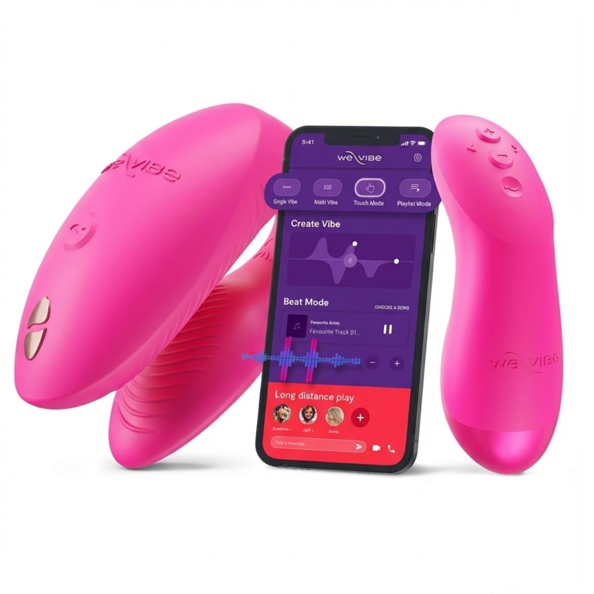 【正規品】 We-Vibe Chorus Pro 女性用 10段階振動 アプリ対応 リモコン付 カップルウェルネス セルフプレジャー クリトリス 防水 ピンク
