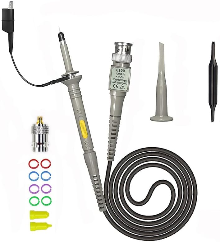 Oscilloscope Probe P6100 Kit – Universal 100MHz 1X/10X Probe with Accessory Adapter for FNIRSI TC4 TC3 DSO152 DSO153 Oscilloscopes