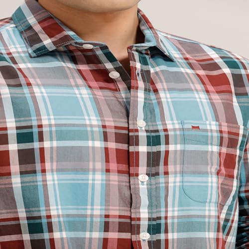 Image of BASICS 100% Cotton Checked Shirt for Men | Slim Fit | Everyday Smart Casual Wear | Full Sleeve