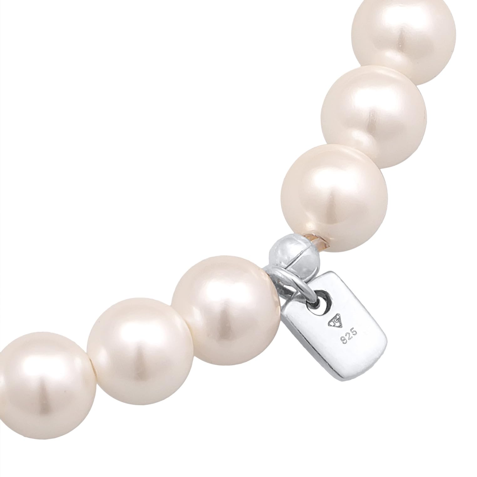 Kuzzoi Budda męska bransoletka ze stretchu z pereł muszelkowych, bransoletka z pereł dla mężczyzn z elementami ze srebra wysokiej próby 925, długość 19 cm, Srebro szterlingowe Nylon