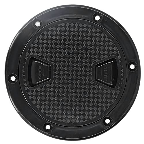 Leapiture 4in Boat Deck Plate ABS Round Inspection Hatch Cover Hatch Opening Cover Marine Accessory Black