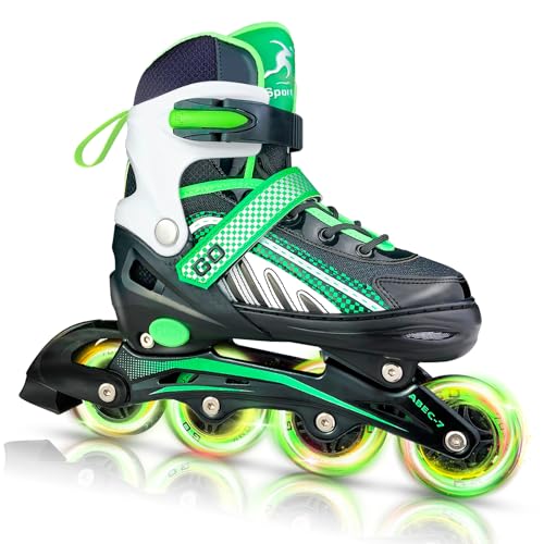 PLIIMONA Adjustable Inline Skates for Boys and Girls Ages 4-12 with Full Light Up Wheels, Outdoor Roller Skates for Kids, Youth and Beginner