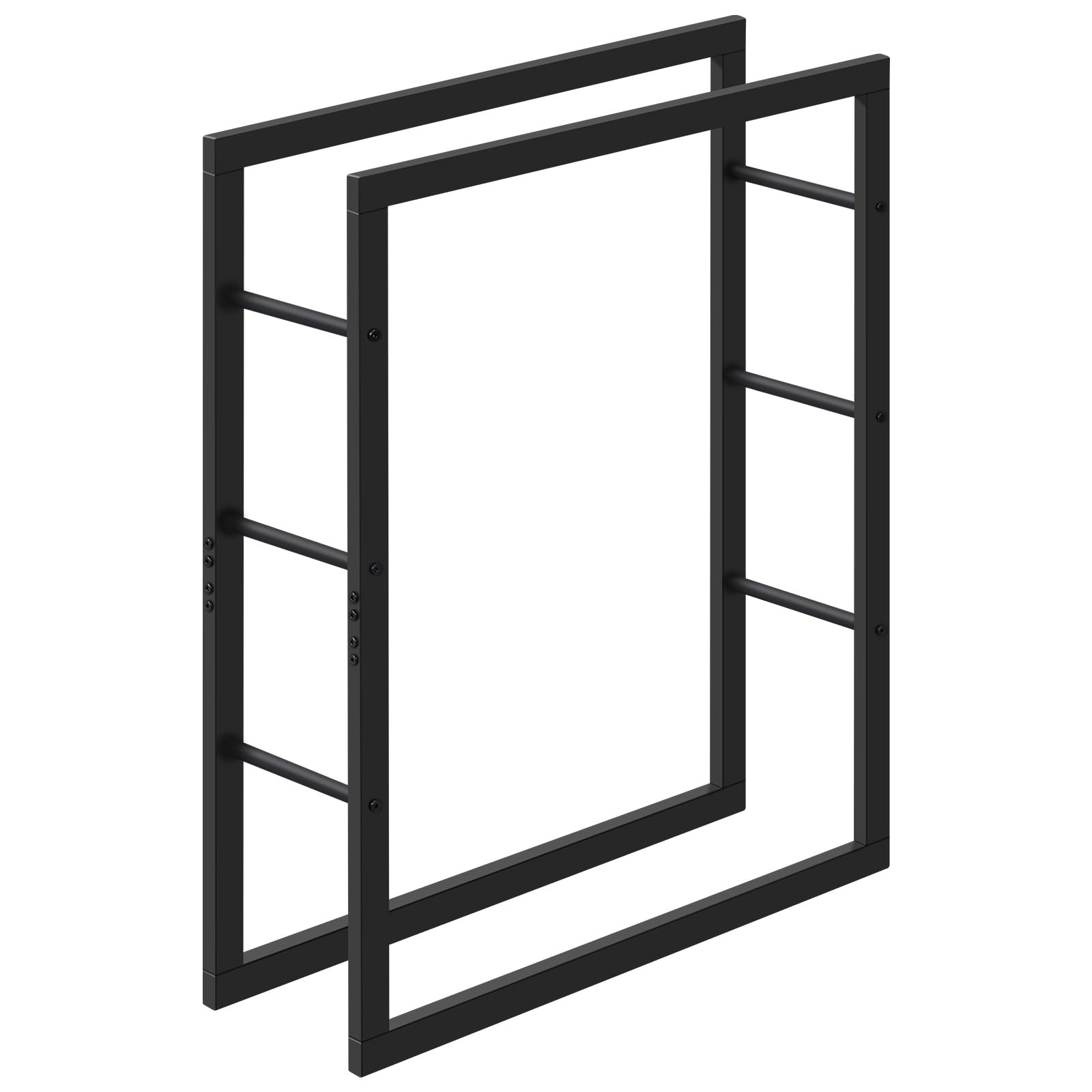 Laneetal Range-Bûches, Étagère pour Bois de Cheminée Intérieur Extérieur, 100x80x25cm, Métal, Noir