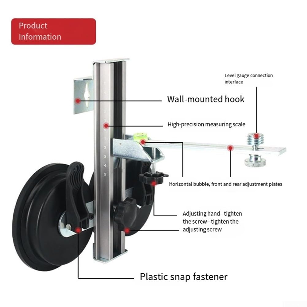 Support de niveau à bulle flexible avec ventouse - Support mural en alliage d'aluminium - Filetage 1/4" pour outils (C)