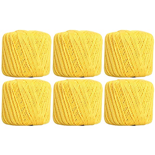 Image of ThreadArt 100% Cotton Crochet Thread Size 3, 6 Ball Pack, Yellow 43 | Soft pure cotton crochet thread for lace, doilies, amigurumi and crafts. Smooth finish with crisp stitch definition.