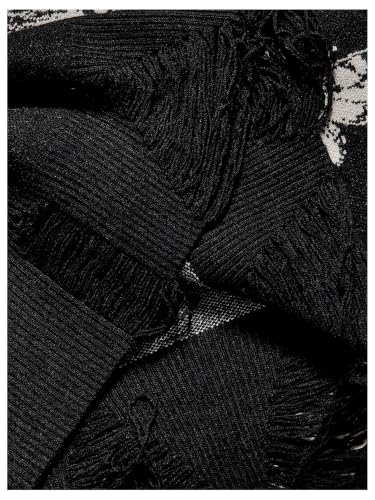 Image of WDIRARA Women's Goth Cartoon Pattern Sweater Knit Pullover Top | Long Sleeve, Crewneck