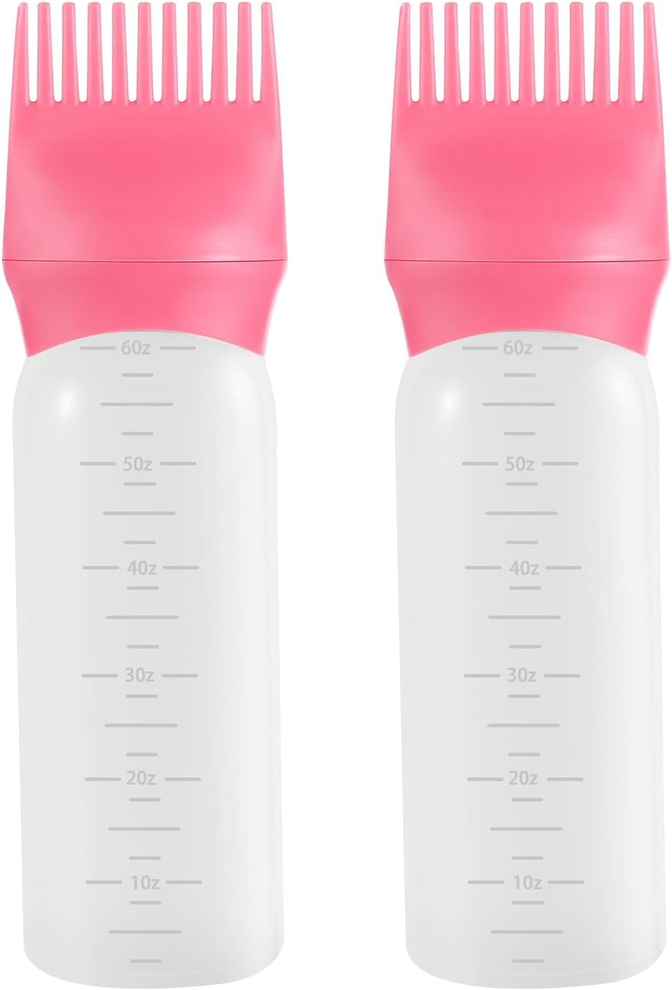 Pimoys Hair Oil Applicator Bottle 6 Ounce, 2 Pack Root Comb Applicator Bottle Hair Dye Oiling Applicator Brush with Graduated Scale, Pink Pimoys Hair Oil Applicator Bottle 6 Ounce, 2 Pack Root Comb Applicator Bottle Hair Dye Oiling Applicator Brush with Graduated Scale, Pink