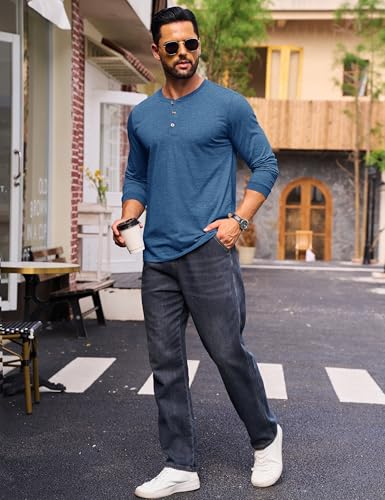 Cotrasen Mens Henley Long Sleeve Shirts Cotton T-Shirts 3 Button Tops Fashion Casual Basic Tee4