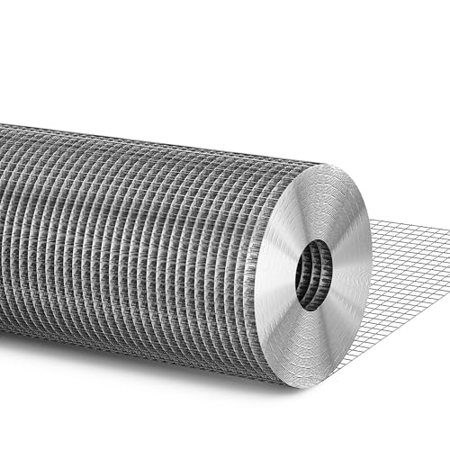 1/4 inch 48inch x 50ft Hardware Cloth Chicken Wire Fencing 23G Hot Dipped Galvanized After Welding Wire Mesh Roll Garden Fence Poultry and Rabbit Barrier Outdoor Metal Fencing