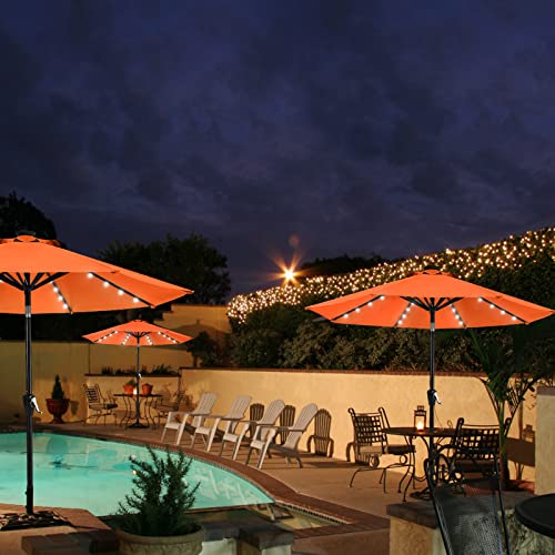 Image of MASTERCANOPY 11ft Patio Umbrella with Solar Lights, Orange