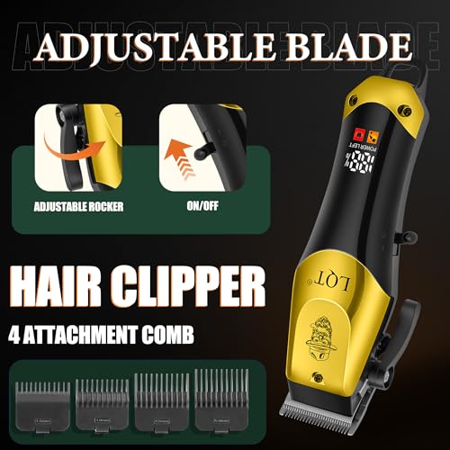 Image of Hair Clippers for Men Professional, Beard Trimmer Kits & Sets, Electric Shavers, Hair Clippers & Trimmer Ceramic T-Blade, for Barber, Father Gifts for Men (Gold)