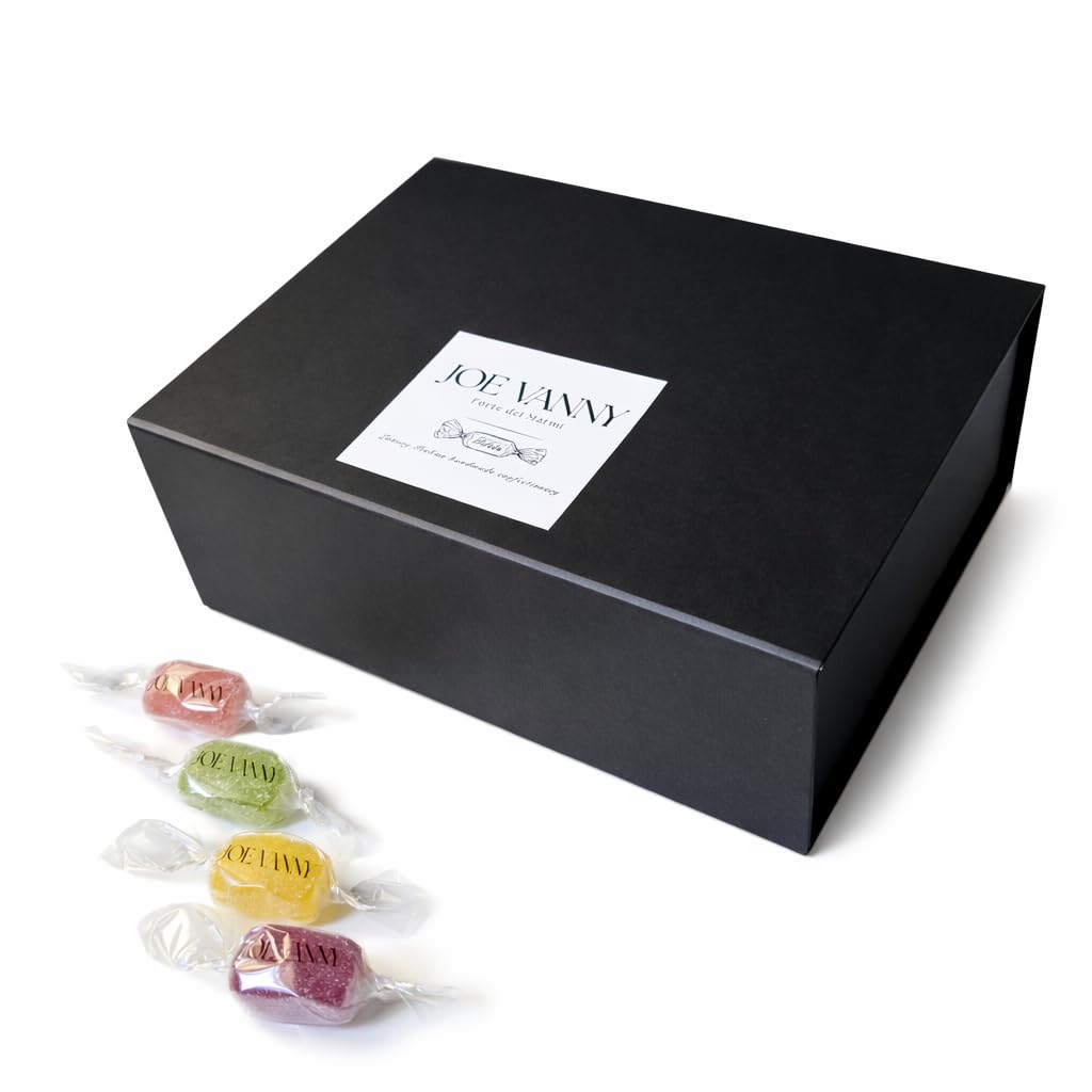 Joe Vanny, caramelle gelatine alla frutta, produzione artigianale, gelées 100% naturali, 30% di frutta, con oli essenziali, confezione luxury da 1000g