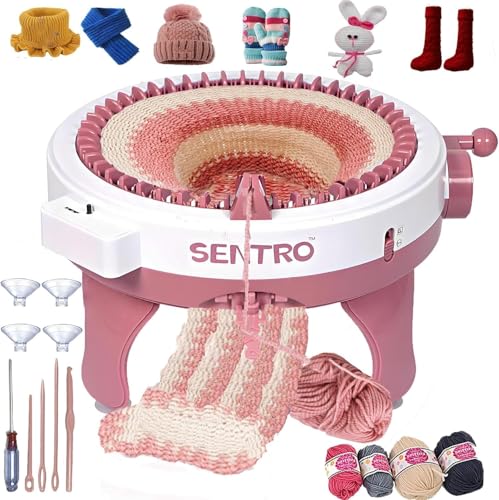 PKHOUHYI Sentro 48 Knitting Machine, 48 Needles Knitting Machine with Row Counter Automatic Circular Weaving Spinning Knitting Loom Machine Kit for Adults & Beginners for Scarves,Sweater,Hat