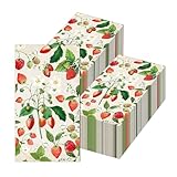 Strawberry Napkins Strawberry Paper Napkins Strawberry Cocktail Napkins for Party 2-Ply 40 Count