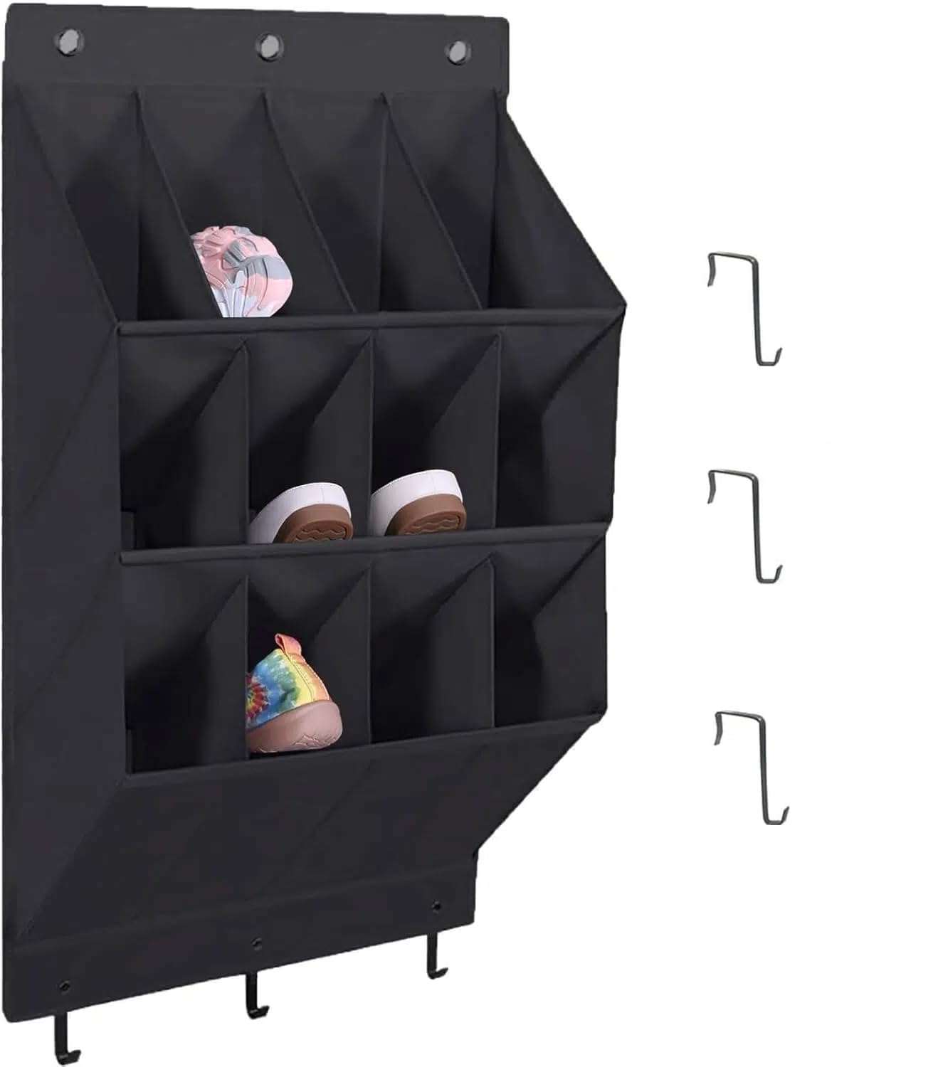 Organizzatore Da Armadio Appendibile YRCBEHFU - 2 Pezzi Con 6 Ripiani E Tasche Laterali - Struttura In Tessuto Non Tessuto Con Rinforzi In Bambù - Nero