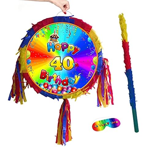 Number 40 Birthday Piñata with Stick and Blindfold Cover