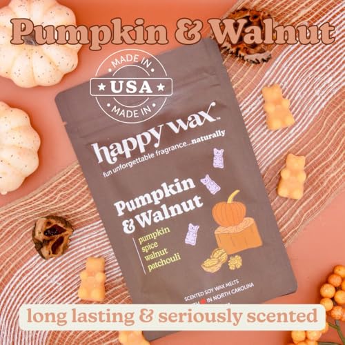 Image of Happy Wax Forever Pumpkin Collection Scented Natural Soy Wax Melts - 6 Total Oz. Collection Includes Patch, Walnut and White Cinnamon