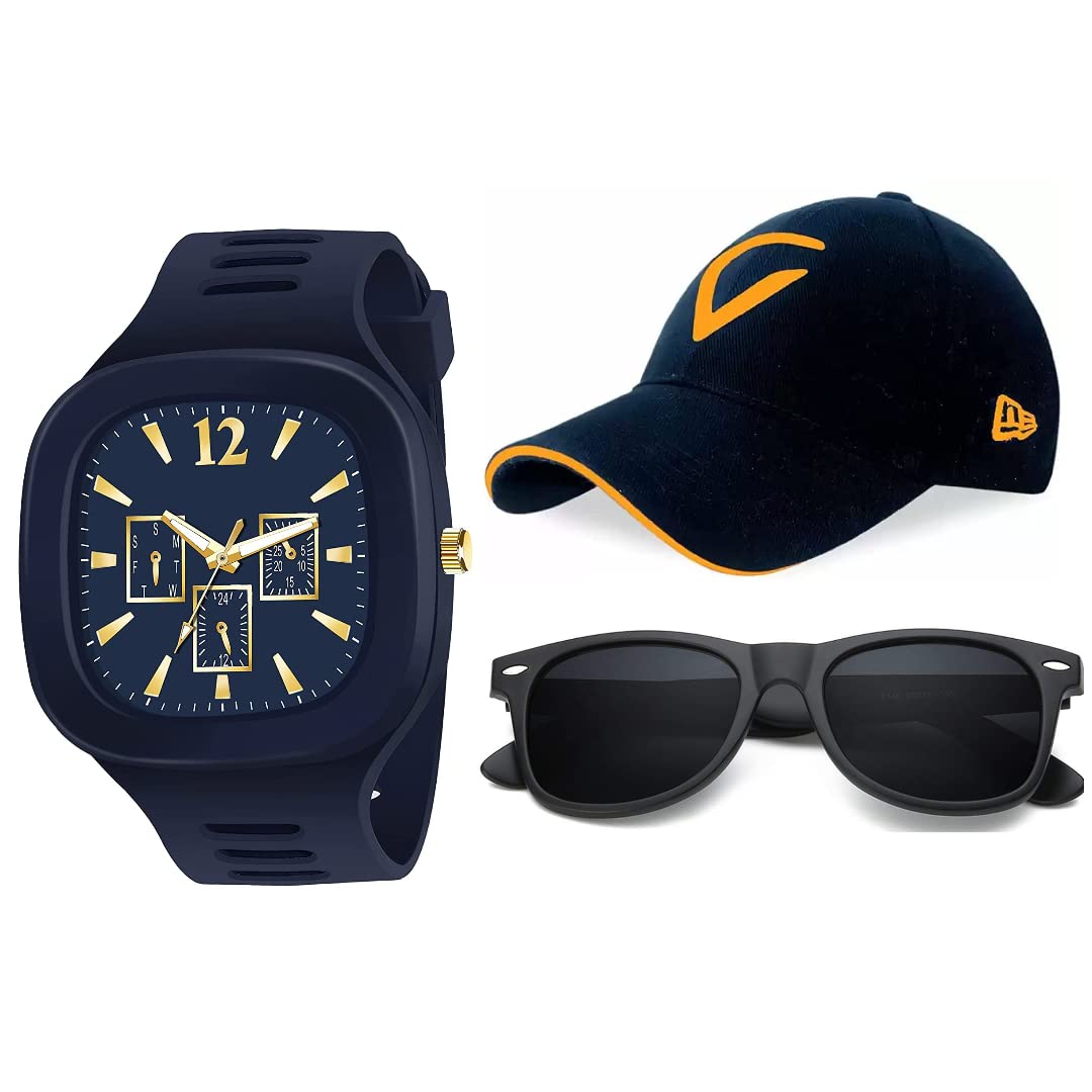 UnequeTrend Analog Sports Watch, Analog Watch for Boys & Men with Cap and Sunglasses, Combo Pack of 3 (PTHK-2450) (Blue) (B09RVFDDW7) Amazon Price History, Amazon Price Tracker