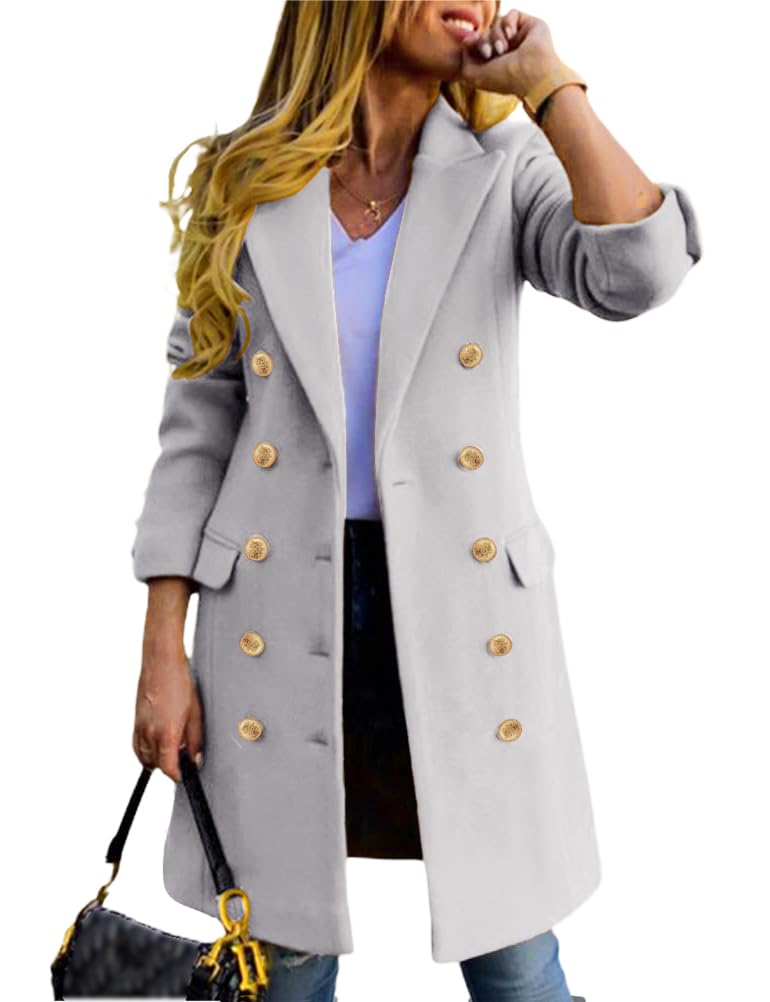– Women's Wool Trench Coat, Peach Colour, Size 85 cm.