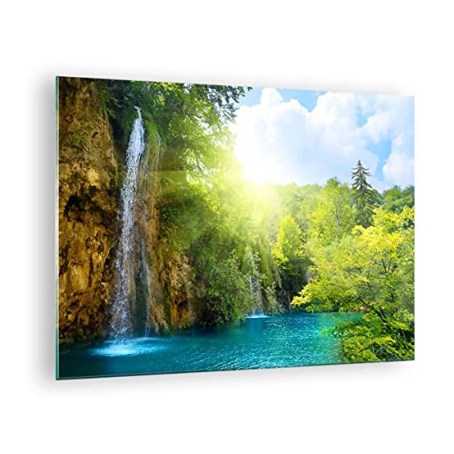 Vidrios decorativos Cascada Forrest Cielo Cuadro Sobre Vidrio Moderno 70x50cm Decoracion Salon Dormitorio Cocina Cuadros Pared Impresiones Impresión en Cristal Wall Art Prints Decor GAA70x50-0157