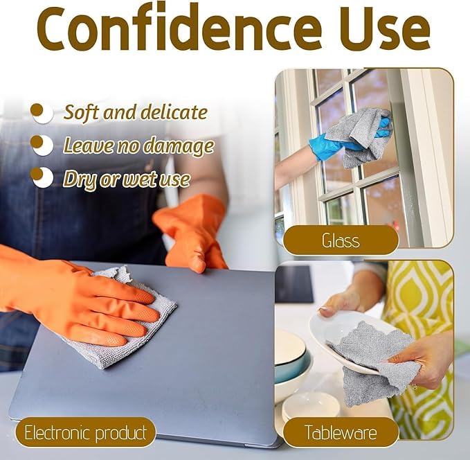 Image of Microfiber Cleaning Cloth Roll 25x25 cm, Reusable and Washable Tear-Away Kitchen Towel Roll, Very Soft Cleaning Cloths for Home, Kitchen, Office, Electronics, Car Cleaning (1 ROLL)
