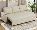 Devoko Sofá Cama Chaise Longue, Chaise Longue 3 Plazas en Forma de L con Tejido Suave Beige