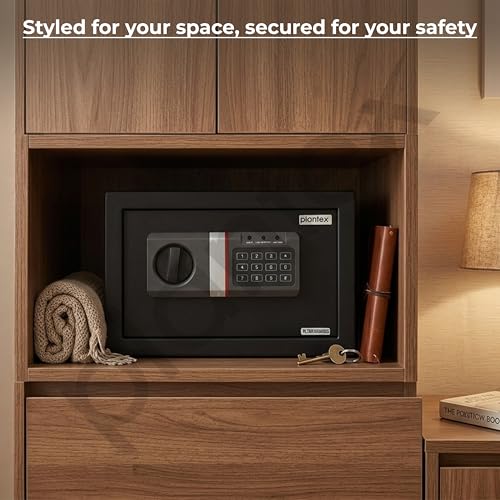 Image of Plantex 13 Ltr. Safe Locker For Home /Digital Locker /Electronic Safety Locker with Master & User Dual Code Access with Emergency Key /2 Years Warranty By Plantex (Black)