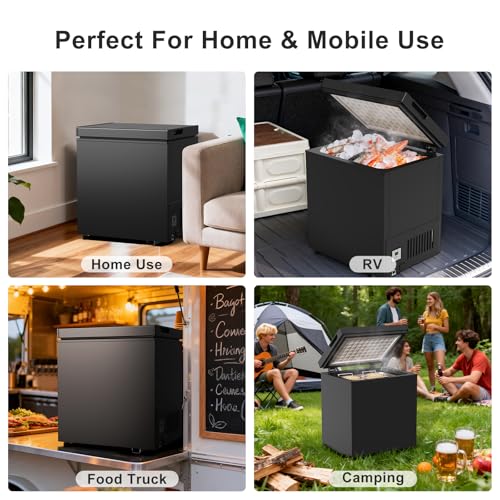 Image of Northair Chest Freezer Low temperature quick freeze 14℉ to -40℉ Compact Freezer - 2 Removable Baskets (Black, 1.8 Cubic Feet)