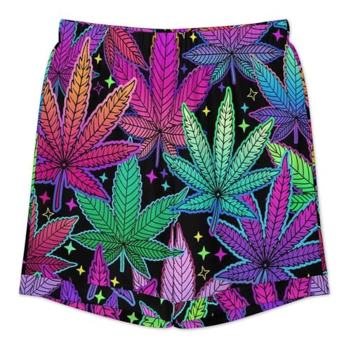 Neon Weed Mens Pajama Set Short Sleeve 2 Piece Sleepwear Button Down Tops And Shorts Loungewear Outfits3