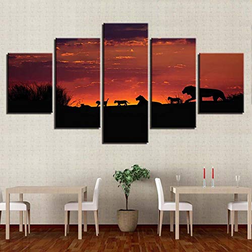 Impression sur toile Lions in the sunset polyptyque d'art mural moderne - 4