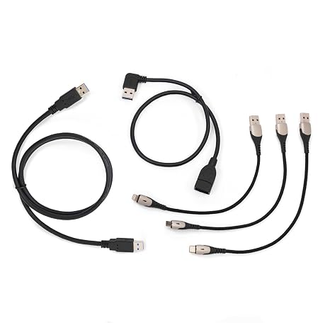 Mission Darkness USB Cable Set UL-Certified Shielded Cables for Digital Forensics & RF-Shielded Enclosures Includes USB-A, USB-C, Micro USB, Lightning-Compatible, Extension Cables & Zipper Pouch