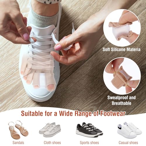 Image of LLOUSSAK 6Pcs Gel Bunion Corrector for Women Big Toe Straightener, Elastic Fabric Toe Spacers Corrector for Women Overlapping Toes, Breathable Hammer Toes Spacers for Men Bunion Foot Pain Relie