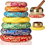 Barydat 7 Pieces Silk Singing Bowl Cushion Set O Ring Cushion Pillow Pad for 6-12 Inch Tibetan Crystal Sound Bowl,7 Sizes