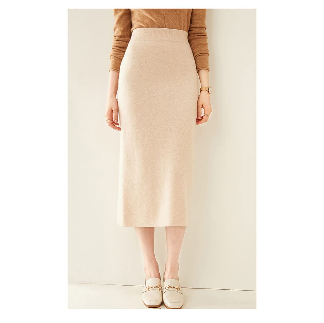 FULBHPRINT Primavera Autunno Donne Gonne 100% Cashmere Vita Alta Lavorato A Maglia Fianchi Gonne Alla Moda Signora Lunghe A-Line Gonne