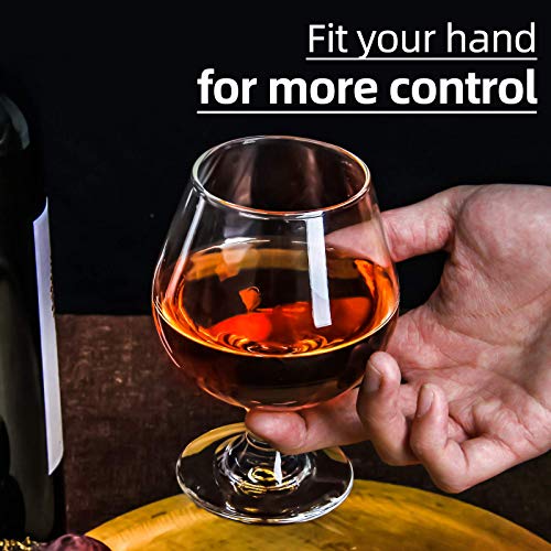 Brandy Snifters Glass Set Of 6, 12 Oz Classic Stemmed Cognac Glasses Glass Snifters Set Perfect For Scotch & Bourbon, Short Beer Tasting Glasses #TOP3