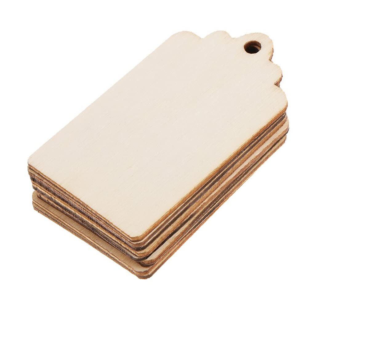ROOT KRAFT[50pcs]-[ 5cmx3.5cm]-Rectangle Wooden Pine MDF Cutouts Unfinished Tags for Key Chain,Slices Crafts,Xmas Holiday Hanging Decorations,Painting Wood Craft,MDF Plains,Resin Art Work