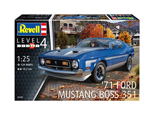 Revell Modellbausatz I 71 Mustang Boss 351 I mehrteiliger V8 Motor I 120 Teile I Maßstab 1:25 I für Kinder und Erwachsene ab 12 Jahren