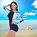 TOVCHEI One-Piece Swimsuit Women's Front Zipper Elasticity Wetsuit Long-Sleeved Shorts Sunscreen Quick-Drying Surfing Diving Suit,Blue,XL