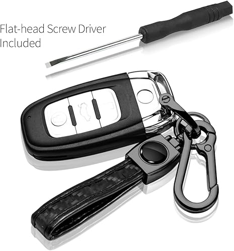 Miniatura 5 de iPick Image Para Dodge Scat-Pack Logo en negro sobre fibra de carbono real Loop-Strap Dark Gunmetal Hook Llavero, Gris