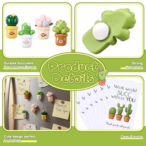Set de 30 imanes decorativos succulenta con tarjeta de agradecimiento miniatura 3