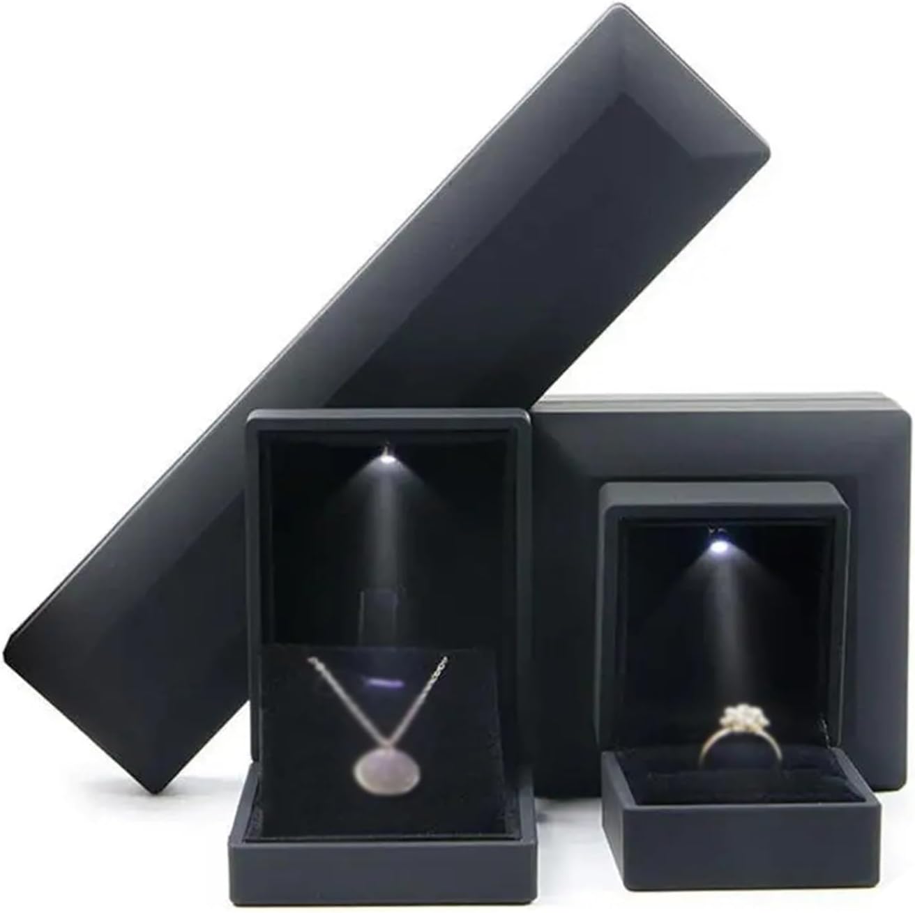 Light Storage Box Design LED Wedding Engagement Gift Packaging Display(Gray)