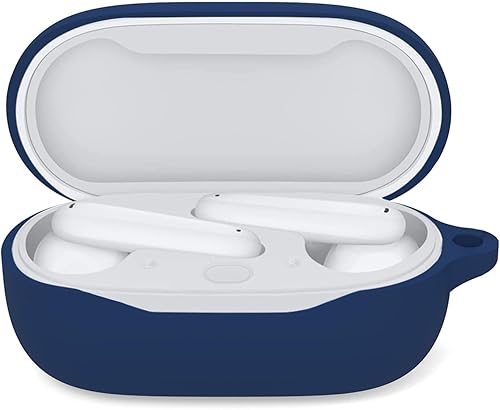 Funda de silicona suave compatible con Huawei FreeBuds SE, absorción de golpes, antipérdida, a prueba de golpes, accesorios con llavero (azul marino)