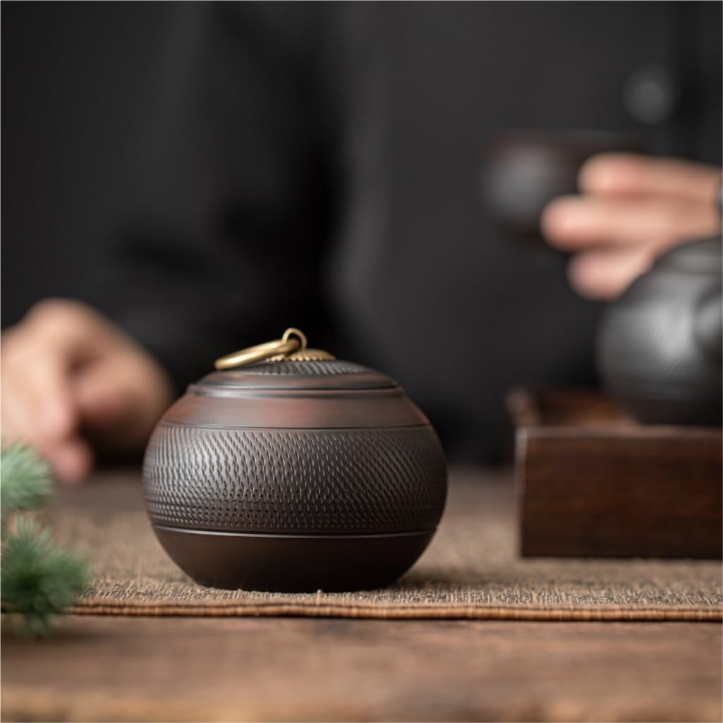 LAPADULA Pojemnik na herbatę fioletowy ceramika mały skaczący nóż słoik do przechowywania herbaty retro ceramiczny słoik do przechowywania herbaty czarna herbata zamknięty słoik magazyn herbaty słoik