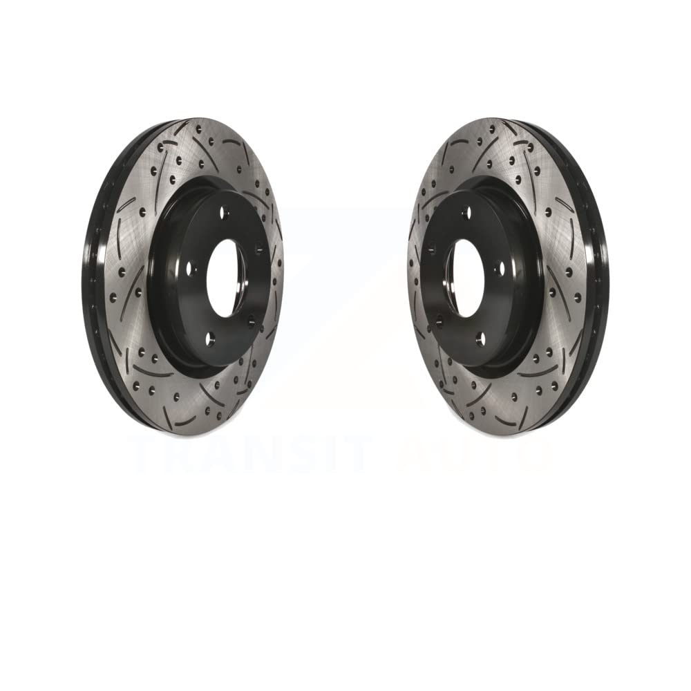Front Coated Drilled Slotted Disc Brake Rotors Pair For Nissan Sentra KD-100094