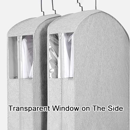 Zippered Garment Bags for Hanging Clothes with Clear Window - 39.3in Gray Closet Storage Solutions for Dresses, Suits, and Long Garments - Durable & Stylish4