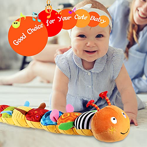 Jericetoy Infant Toy Musical Caterpillar Baby Toys With Rattle Crinkle Squeaker,Tummy Time Toys For 0-3-6-12 Months Newborn Boys Girls, Baby Development Plush Toys With Rich Colors Patterns Textures #TOP5