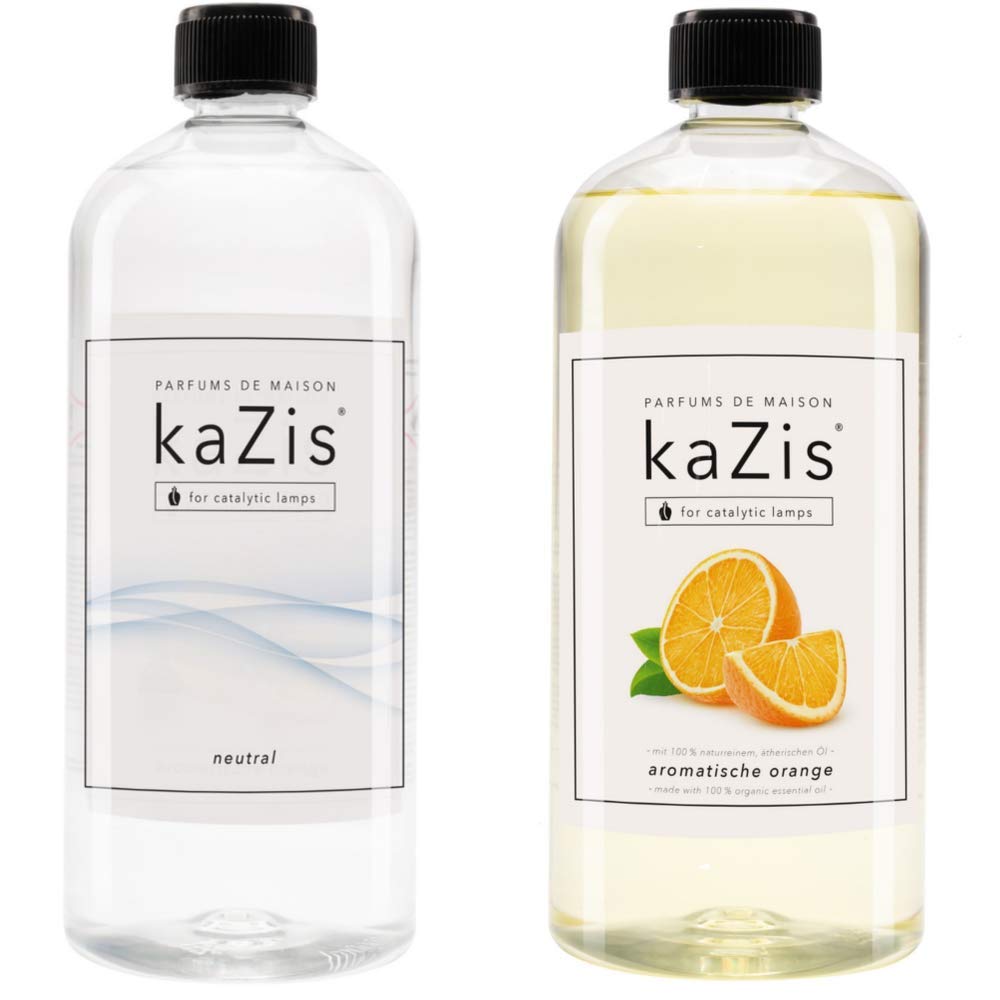 KAZIS® I Duft-Set Neutrale Essenz + Echte Orange I 2 x 1 Liter I Für Alle Katalytischen Lampen geeignet
