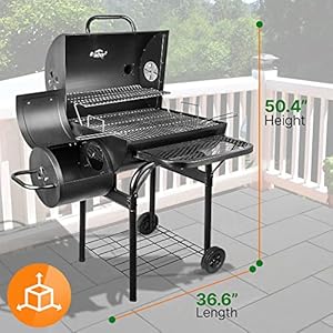 Nutrichef charcoal grill offset smoker with cover portable stainless steel grill outdoor camping bbq and barrel smoker black  urban country home decor