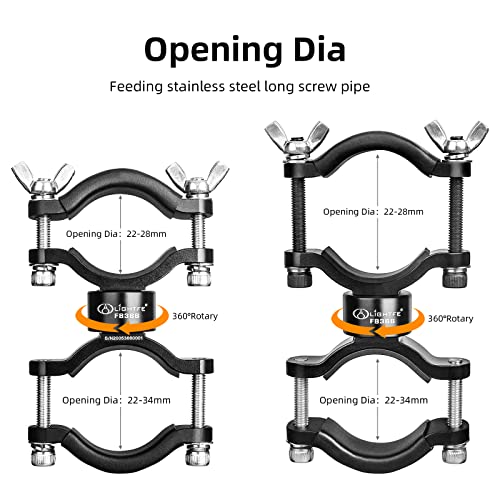 Lightfe Bicycle Light Mount, Bike Light Mount Bracket Use Of Aluminum Alloy Material, Adjustable Big Fork Special For Big Size Hight Lumens Light, 360O Rotation Clips Holder And Battery Nuts #TOP3